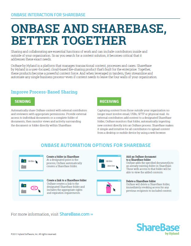 OnBase And ShareBase Better Together Kyocera Software Document Management Thumb, MBM Business Systems, Kyocera, Copystar, HP, KIP, New York, New Jersey, Connecticut, NY, NJ, CT,PA, Dealer, Reseller, Copier, Printer, MFP