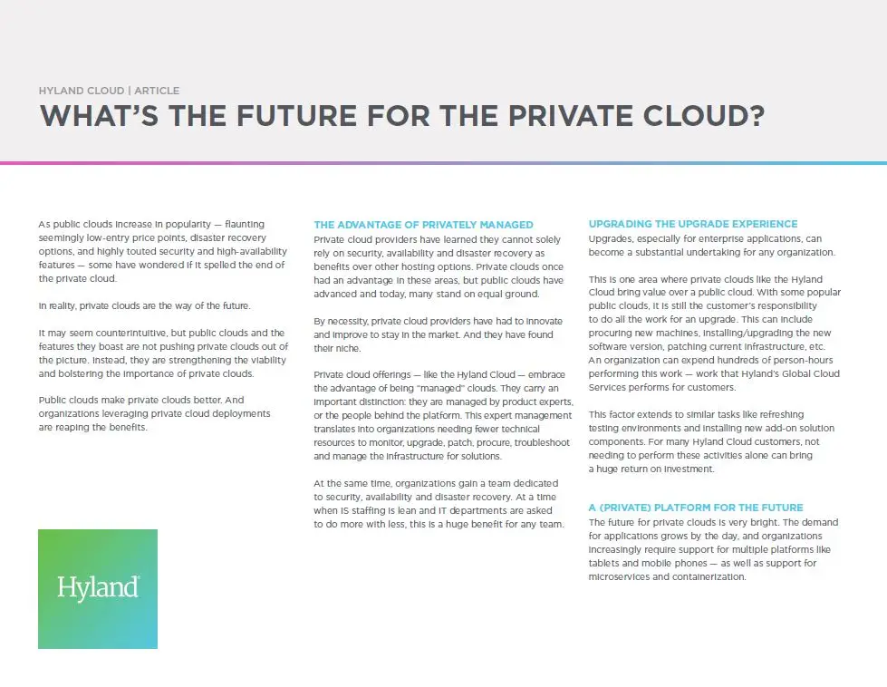 Private Cloud, Public Cloud, Hyland, Kyocera, Software, Document Management, MBM Business Systems