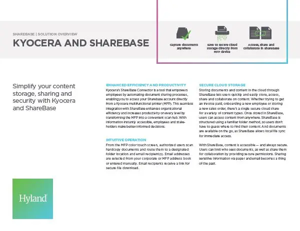 ShareBase, Kyocera, Solution, Software, Document Management, MBM Business Systems