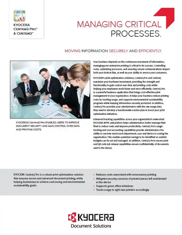 Kyocera, Software, Cost Control, Security, Centraq, MBM Business Systems