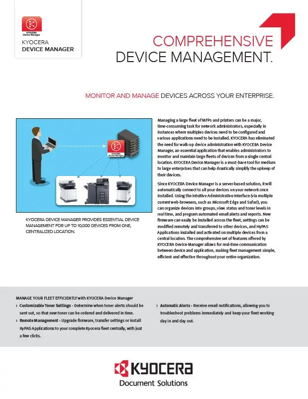 Kyocera, Software, Network Device Management, Kyocera, Device Manager, MBM Business Systems