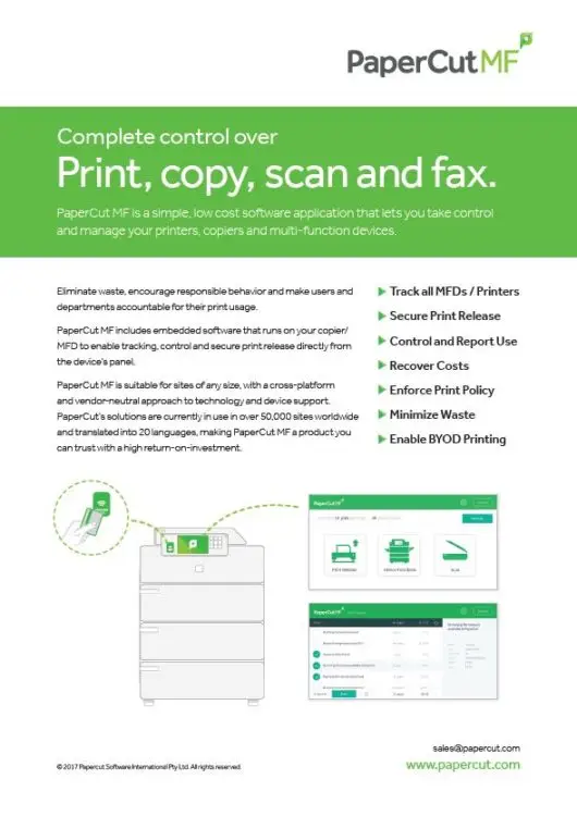 Papercut, Mf, Fact Sheet, MBM Business Systems