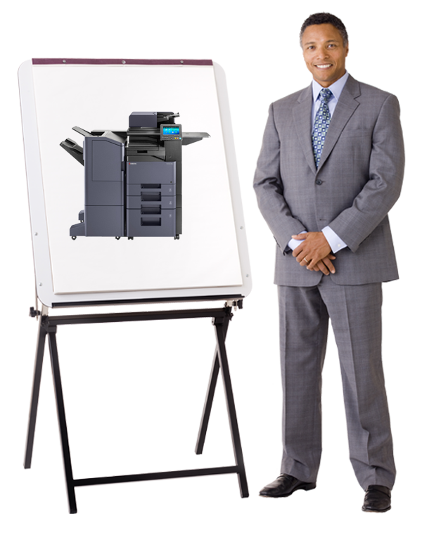 Taskalfa Working Businessman Easel Training Kyocera, MBM Business Systems, Kyocera, Copystar, HP, KIP, New York, New Jersey, Connecticut, NY, NJ, CT,PA, Dealer, Reseller, Copier, Printer, MFP